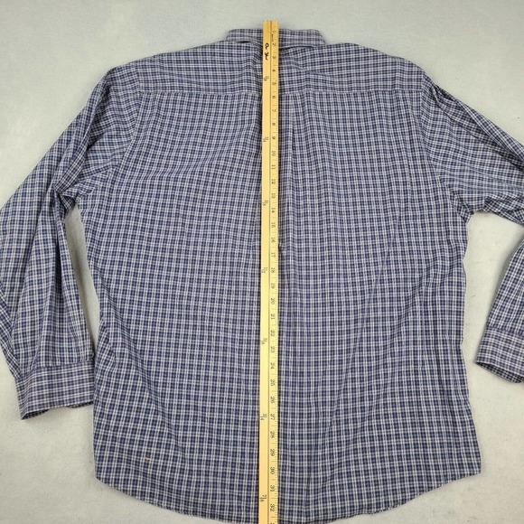 Brooks Sport Shirt Men's‎ Large Blue White Plaid Button Down 100% Cotton - Picture 10 of 12